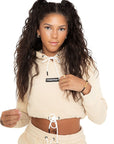 Off-Duty Cropped Hoodie - Beige