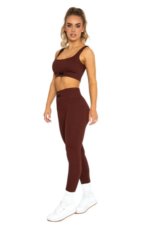 Ribbed Leggings - Chocolate Brown