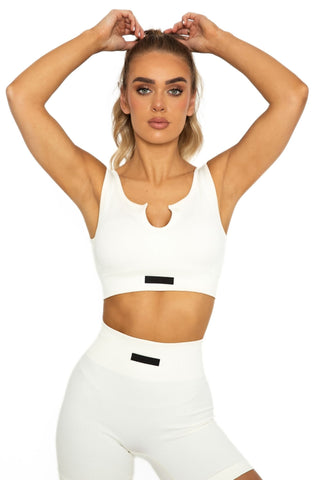 Ribbed Sleeveless Crop Top - Creamy White