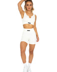 Ribbed Sleeveless Crop Top - Creamy White