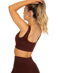 Ribbed Sleeveless Crop Top - Chocolate Brown